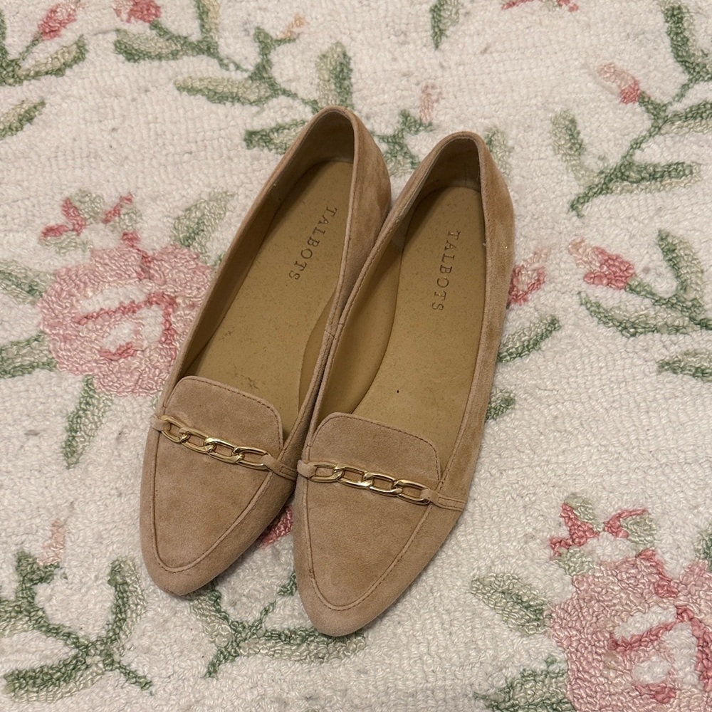 Talbots Beige Loafers with Gold Accent